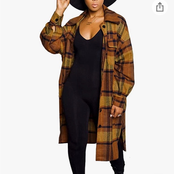 Jackets & Blazers - Long Plaid Shacket